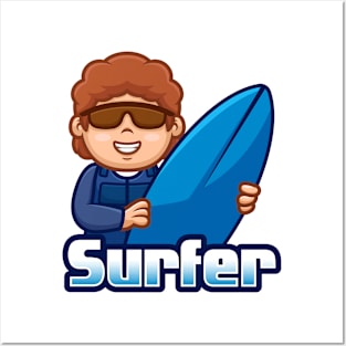 Surfer Cartoon Posters and Art